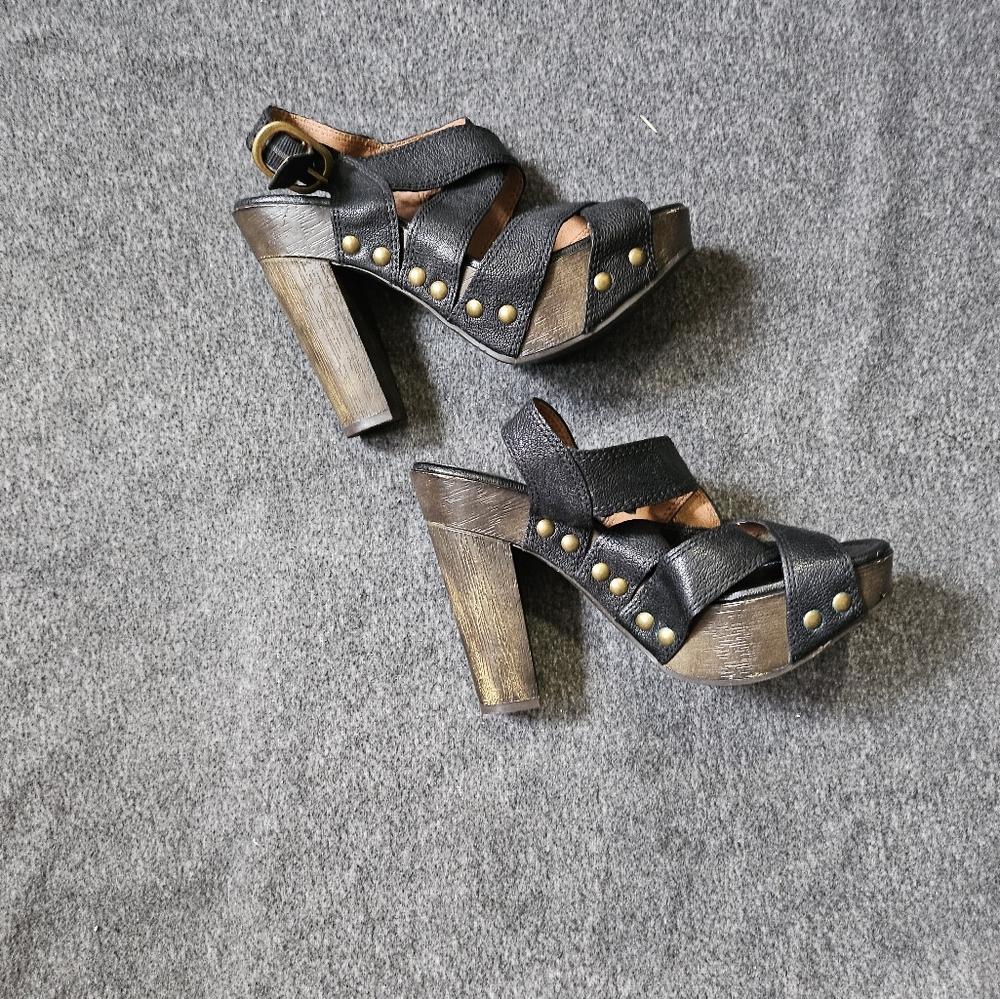 COPY - Lucky Brand studded leather wood block heels